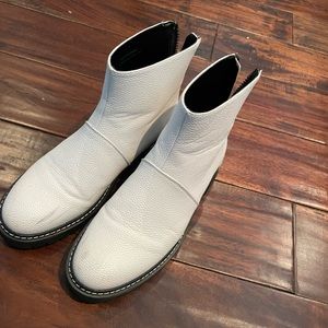 White leather boots